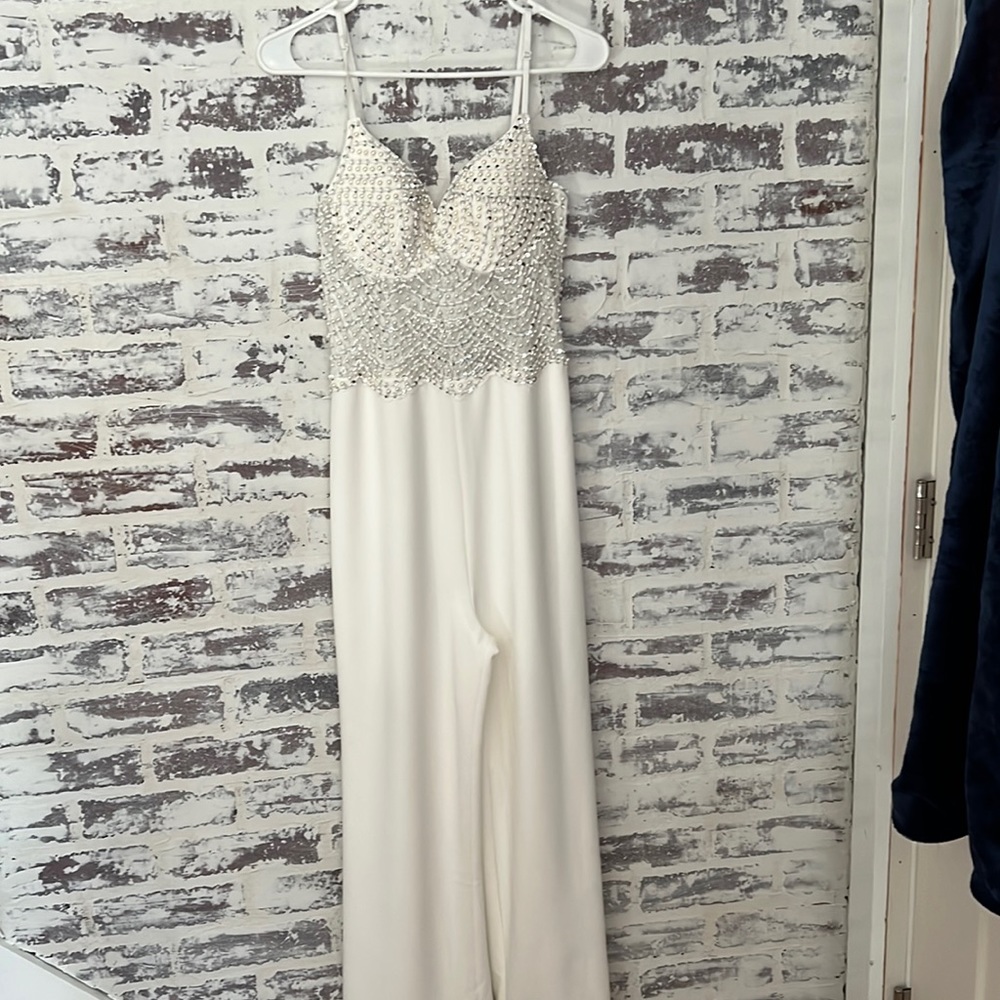 White Sequin Top Jumpsuit